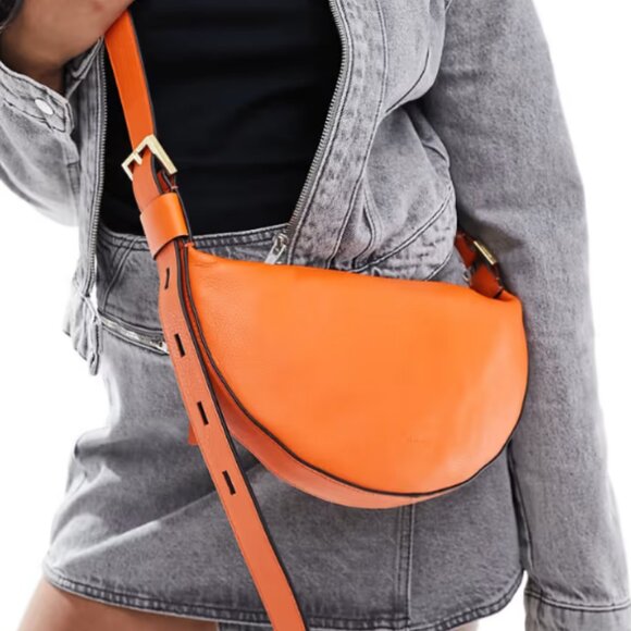 All Saints Handbags - AllSaints Halfmoon Leather Crossbody Bag